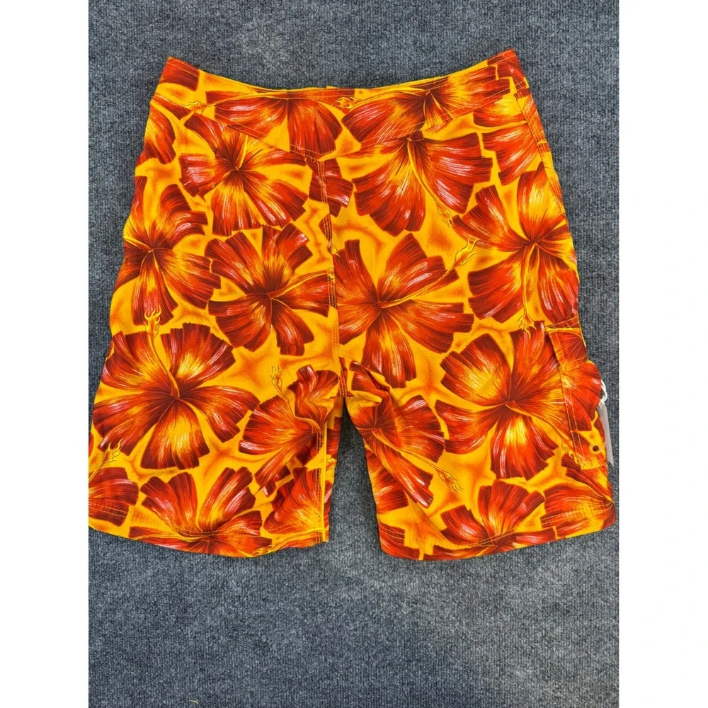 Billabong‎ Mens Hibiscus Floral Board Shorts Orange Yellow Size 34